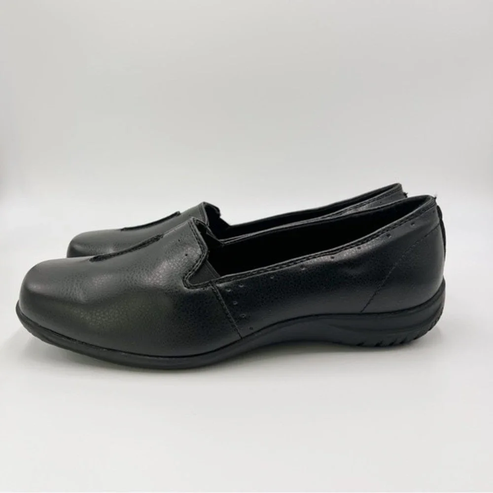 8WW 8 XW EXTRA WIDE Easy‎ Street Purpose Black Faux Vegan Leather Loafers Shoes